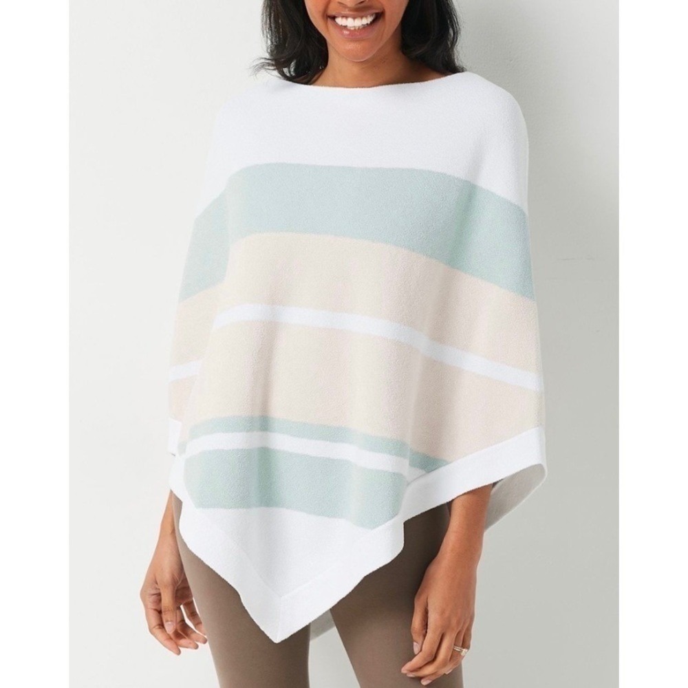 Barefoot Dreams Plus CozyChic Ultra Lite Ocean Breeze Poncho Pink Multi 1X